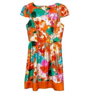 Ali Ro Printed Cap Sleeve Back Cutout Silk Dress, EUC, Size 4, MSRP $332
